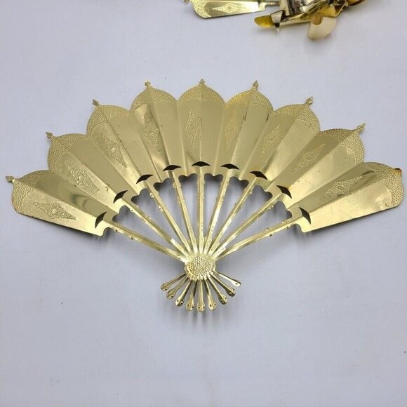 Vintage Homco Home Interiors Gifts 1176 Romantique Fans Brass Lot 4 Lucite Stand - Picture 10 of 11